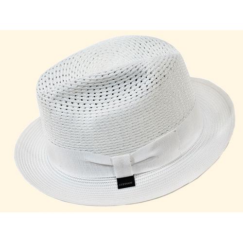 Dobbs Stetson White "Palermo” Straw Fedora Dress Hat